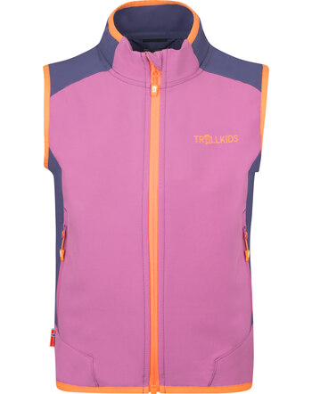 Trollkids Wind-Weste 'Balestrand' mit Reißverschluss - Mallow Pink/Violet Blue/Papaya
