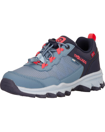 Trollkids Multisportschuh 'Trolltunga Hiker Low' mit Schnellschnürung - Shadow Blue/Navy/Sky Blue/Pink Salmon