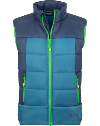 Trollkids Outdoor-Weste 'Kids Hardanger Vest' mit Stehkragen - Mystic Blue/Dark Marine/Fresh Green