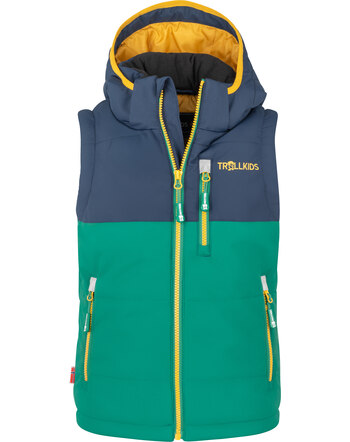 Trollkids Outdoor-Weste 'Narvik' mit abnehmbarer Kapuze - Jungle Green/Navy