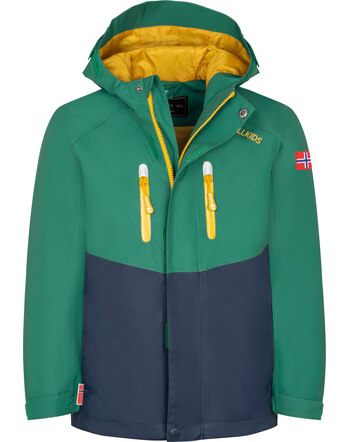 Trollkids Allwetter-Jacke 'Nusfjord' mit Zip-In - Jungle Green/Navy