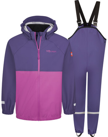 Trollkids Regen-Set 'Odda' mit Jacke und Hose - Mallow Pink/Violet Blue
