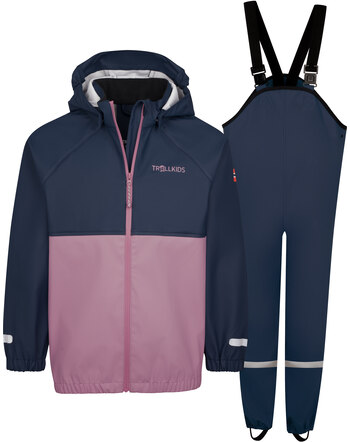 Trollkids Regen-Set 'Odda' mit Jacke und Hose - Mauve/Navy