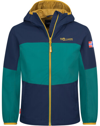 Trollkids Regenjacke 'Bjordal' im Colour-Blocking-Design - Jungle Green/Navy