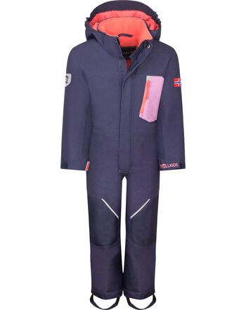 Trollkids Schneeanzug 'Kids Isfjord XT' mit abnehmbarer Kapuze - Deep Violet/Light Violet/Coral Pink