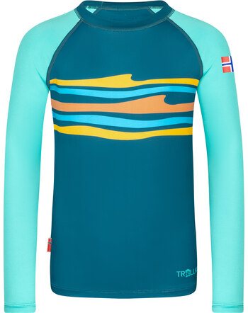 Trollkids Schwimm-Langarmshirt 'Kids Haukland Shirt' mit UPF 50+ - Midnight Forest/Aquamarine Green