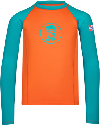 Trollkids Schwimm-Shirt Langarm KVALVIKA UPF 50+ br. orange/lake blue