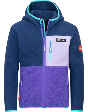 Trollkids Sherpa-Fleece-Jacke 'Kids Aurlandfjord Jacket' - Wisteria Purple/Mystic Blue