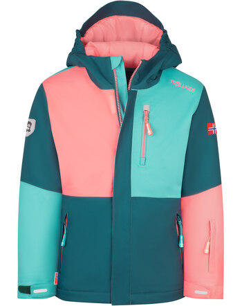 Trollkids Ski-/Winterjacke KIDS HALLINGDAL JACKET - Coral Pink/Midnight Petrol/Dusty Teal