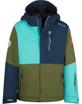 Trollkids Ski-/Winterjacke KIDS HALLINGDAL JACKET - Pine Green/Mystic Blue/Arctic Blue