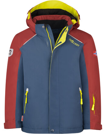 Trollkids Ski-/Winterjacke KIDS HOLMENKOLLEN SNOW PACKET PRO - Carmin Red/Mystic Blue/Glow Green