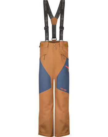 Trollkids Skihose mit abnehmbaren Trägern 'Kids Kongsberg Ski Pant' - Bronze/Mystic Blue/Flame Orange