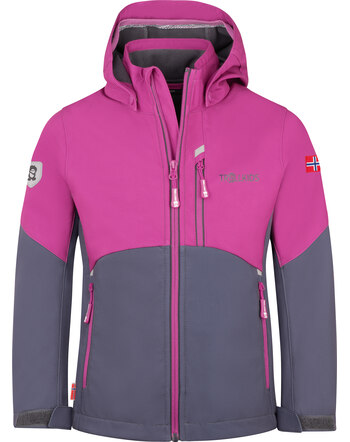 Trollkids Softshell-Jacket 'Girls Balestrand Jacket' mit abnehmbarer Kapuze - Fresh Berry/Graphite