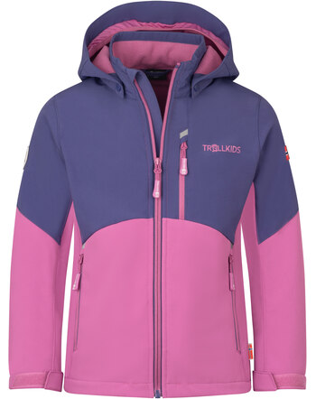 Trollkids Softshell-Jacket 'Girls Balestrand Jacket' mit abnehmbarer Kapuze - Violet Blue/Mallow Pink