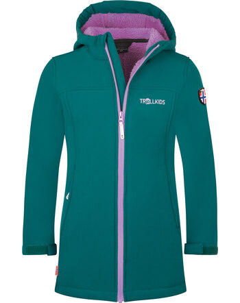 Trollkids Softshell-Mantel 'Girls Kristiansand Coat' mit Teddyfleece-Futter - Midnight Petrol/Deep Violet