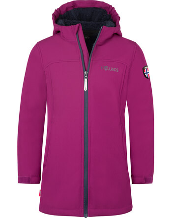 Trollkids Softshell-Mantel 'Girls Kristiansand Coat' mit Teddyfleece-Futter - Plum/Navy