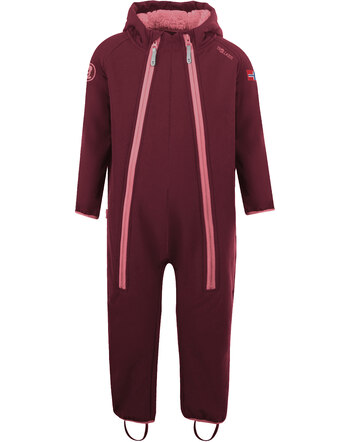 Trollkids Softshell-Overall KIDS NORDKAPP - Maroon Red/Antique Rose