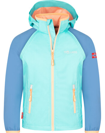 Trollkids Softshell-Jacke 'Rondane' mit Zip Off-Funktion - Aquamarine/Cornflower