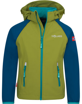 Trollkids Softshell-Jacke 'Rondane' mit Zip Off-Funktion - Jungle Green/Navy