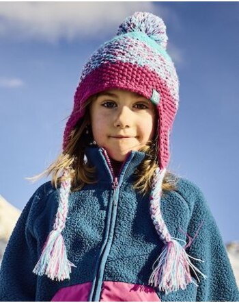 Trollkids Strick-Mütze GIRLS BORGUND BOBBLE CAP - Bright Berry/Dark Turquoise