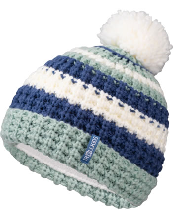 Trollkids Knitted Hat Girls HALLINGDAL Bobble Cap fr. mint/lotus blue