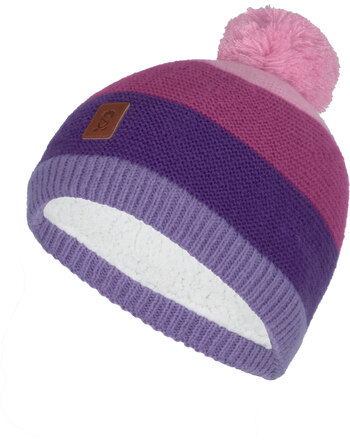 Trollkids Strick-Mütze GRYLLEFJORD BOBBLE CAP - Bright Berry/Dark Purple
