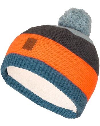 Trollkids Strick-Mütze GRYLLEFJORD BOBBLE CAP - Stormy Blue/Flame Orange/Anthracite