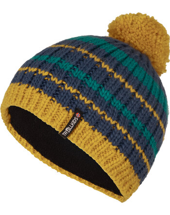 Trollkids Strick-Mütze Kids HAFJELL Bobble Cap - Bronze/Dark Cyan/Mystic Blue