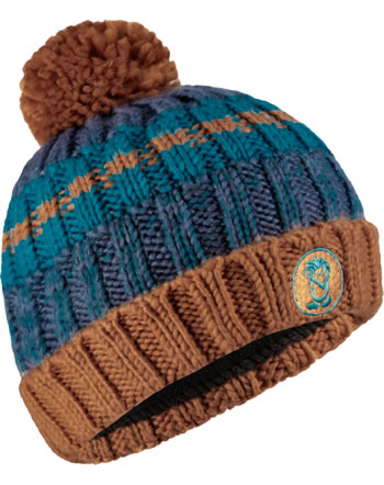Trollkids Knitted Hat KIDS TROLL BOBBLE CAP cinnamon/night sky/lagoon 946-808