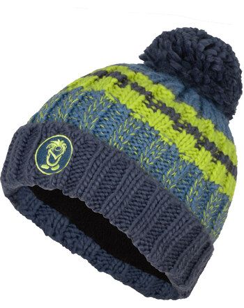 Trollkids Strick-Mütze KIDS TROLL BOBBLE CAP - Glow Green/Mystic Blue/Nordic Blue
