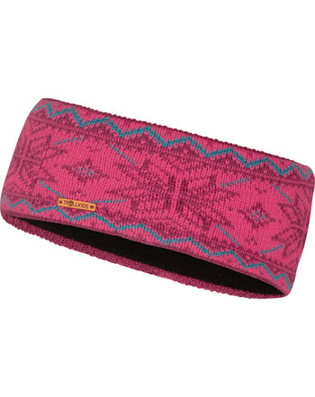 Trollkids Strick-Stirnband mit Norwegermuster GIRLS RAULAND - Light Magenta/Bright Berry/Dark Turquoise