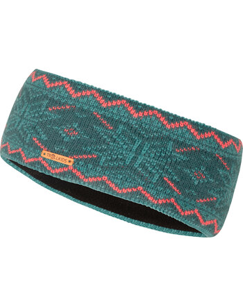 Trollkids Strick-Stirnband mit Norwegermuster GIRLS RAULAND - Midnight Petrol/Dusty Teal/Coral Pink