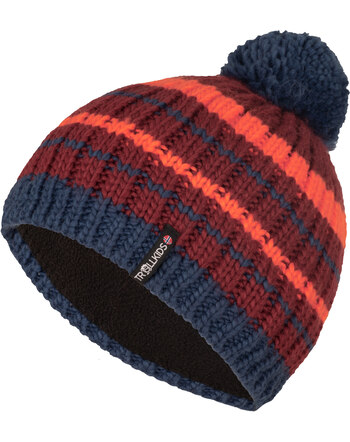 Trollkids Strick-Mütze KIDS HAFJELL BOBBLE CAP - Mystic Blue/Carmin Red/Flame Orange