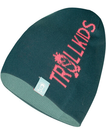 Trollkids Strick-Wende-Mütze KIDS TROLL BEANIE LONG - Dusty Teal/Midnight Petrol/Coral Pink