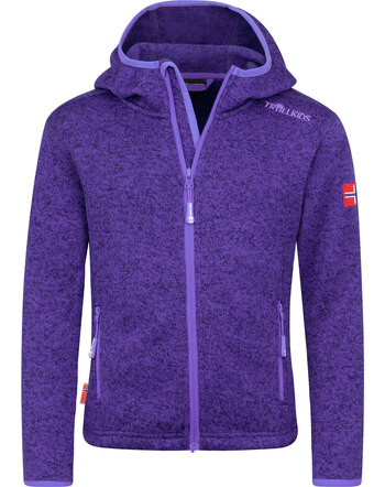 Trollkids Strickfleece-Jacke 'Girls Jondalen Jacket XT' mit Kapuze - Wisteria Purple