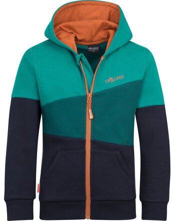 Trollkids Sweatjacke 'Alesund Sweater' aus Bio-Baumwolle - Dark Cyan/Midnight Petrol/Black