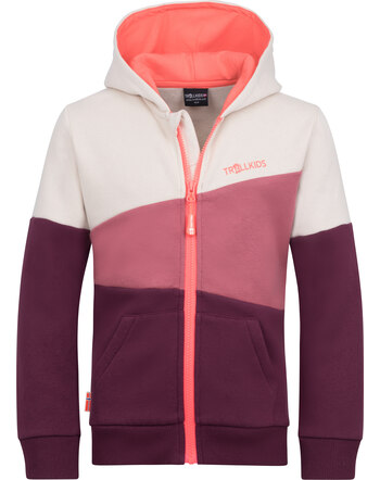Trollkids Sweatjacke 'Alesund Sweater' aus Bio-Baumwolle - Deep Ruby/Frozen Berry/Sandstone