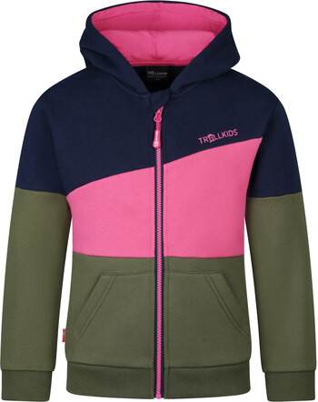 Trollkids Sweatjacke ALESUND SWEATER - Navy/Magenta/Dusky Olive 