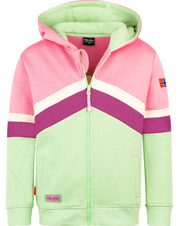 Trollkids Sweatjacke 'Flekkefjord' aus 100 % Baumwolle mit Kapuze - Candy Pink/Fresh Berry
