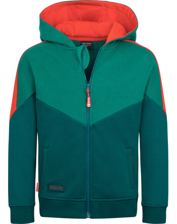 Trollkids Sweatjacke 'Flekkefjord' mit Kapuze aus 100 % Baumwolle - Midnight Petrol/Dark Cyan/Chili Red