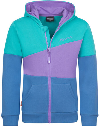 Trollkids Sweatjacke 'Alesund' aus Bio-Baumwolle - Madeira Blue/Lagoon Green/Sea Green
