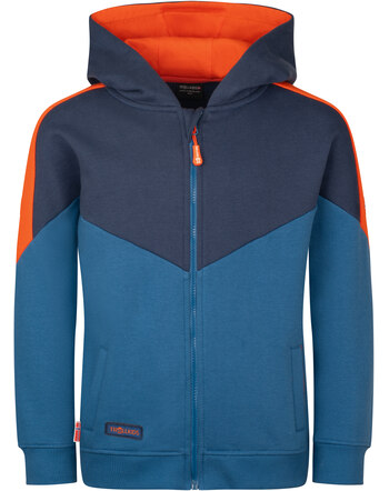 Trollkids Sweatjacke mit Kapuze aus 100% Baumwolle FLEKKEFJORD - Nordic Blue/Mystic Blue/Flame Orange