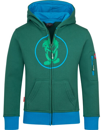 Trollkids Sweatjacke 'Kids Sortland Jacket' aus Baumwolle - Jungle Green/Dynamic Blue