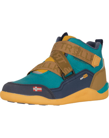 Trollkids Winter-Trekkingschuhe 'Kids Nordfjord Barefoot Winter Hiker' - Dark Cyan/Bronze/Mystic Blue