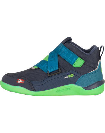 Trollkids Trekkingschuhe 'Nordfjord Barefoot Hiker' - Dark Marine/Fresh Green/Mystic Blue