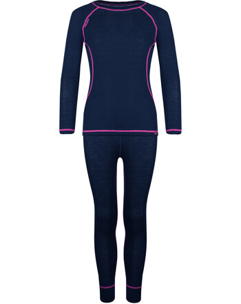 Trollkids Unterwäsche-Set aus Merino-Wolle GIRLS MERINO BASELAYER SET - Magenta/Grau