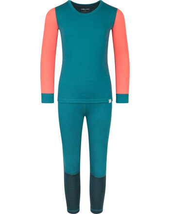 Trollkids Unterwäsche-Set II KIDS MERINO BASELAYER SET II - Ocean Green/Midnight Petrol/Coral Pink