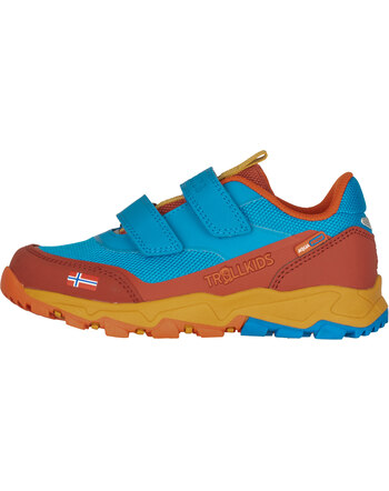 Trollkids Wanderschuh 'Preikestolen Hiker' mit wasserfester Membran - Red Clay/Dynamic Blue/ Mustard