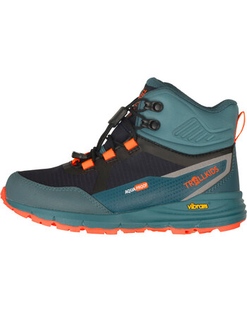 Trollkids Wanderschuhe 'Kids Skarvan Hiker Mid XT' - St. Blue/Flame Orange/Black