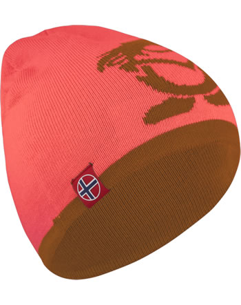 Trollkids Knitted Hat reversible KIDS TROLL BEANIE caramel/salmon